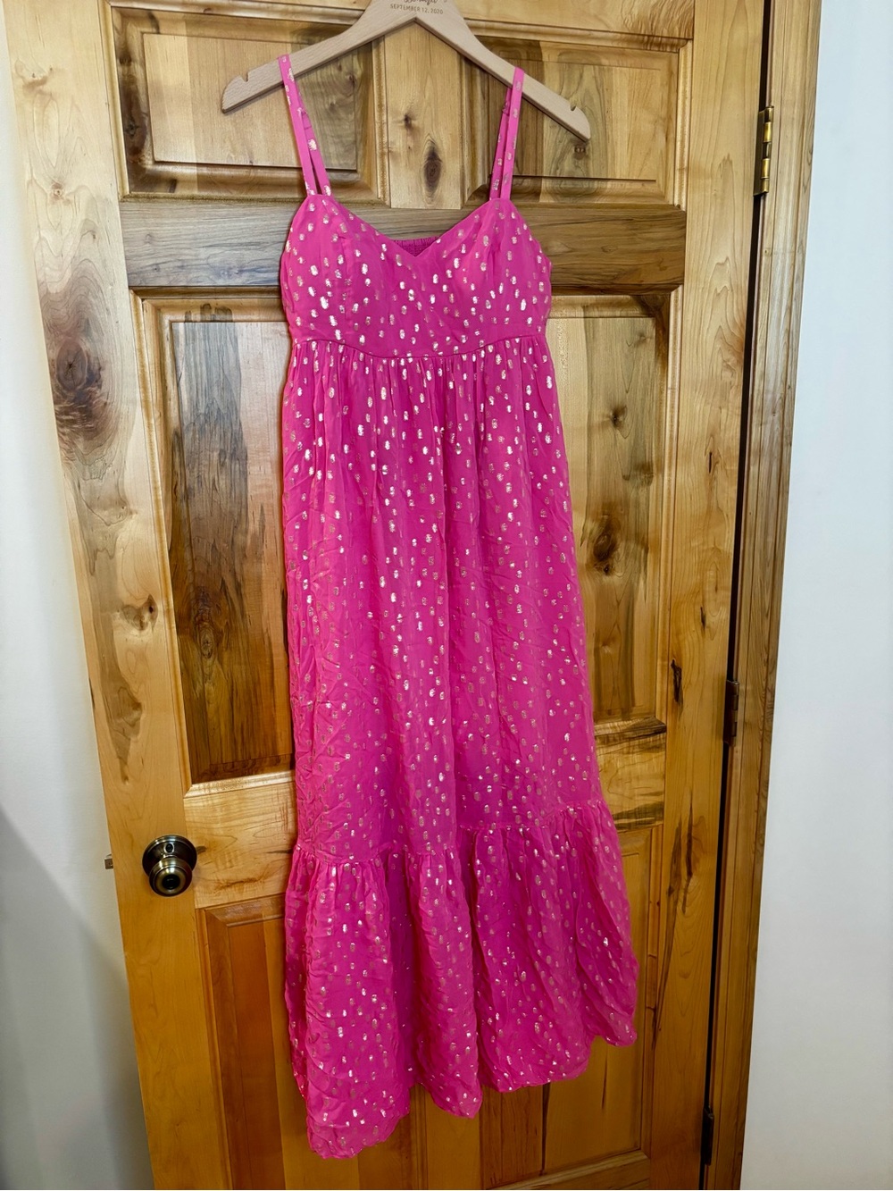 Lilly Pulitzer Hot Pink Maxi Dress with Gold Dot Print